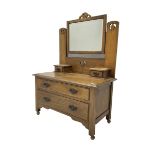 Arts & Crafts style oak low dressing table