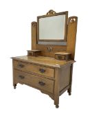 Arts & Crafts style oak low dressing table