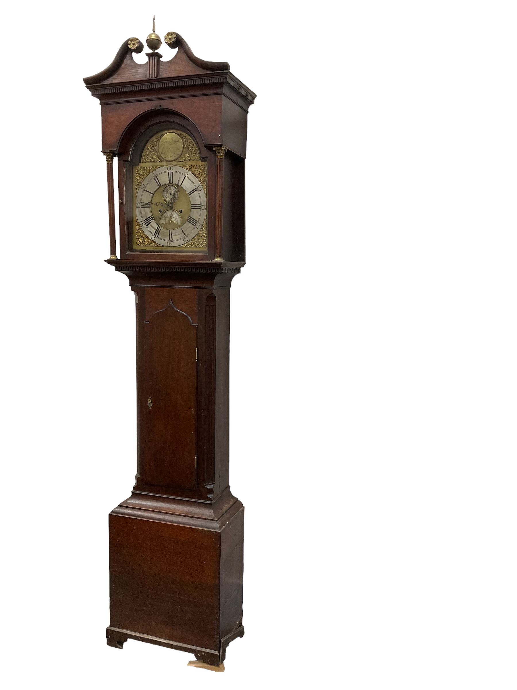 Dark oak longcase clock c1790 with a brass dial engraved �John Frost - Image 2 of 3