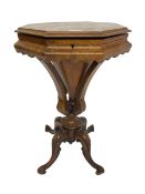 Victorian walnut work or sewing table