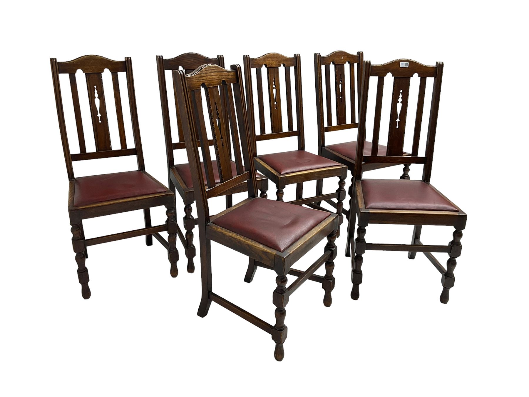 Set six early 20th century oak dining chairs - Image 2 of 6