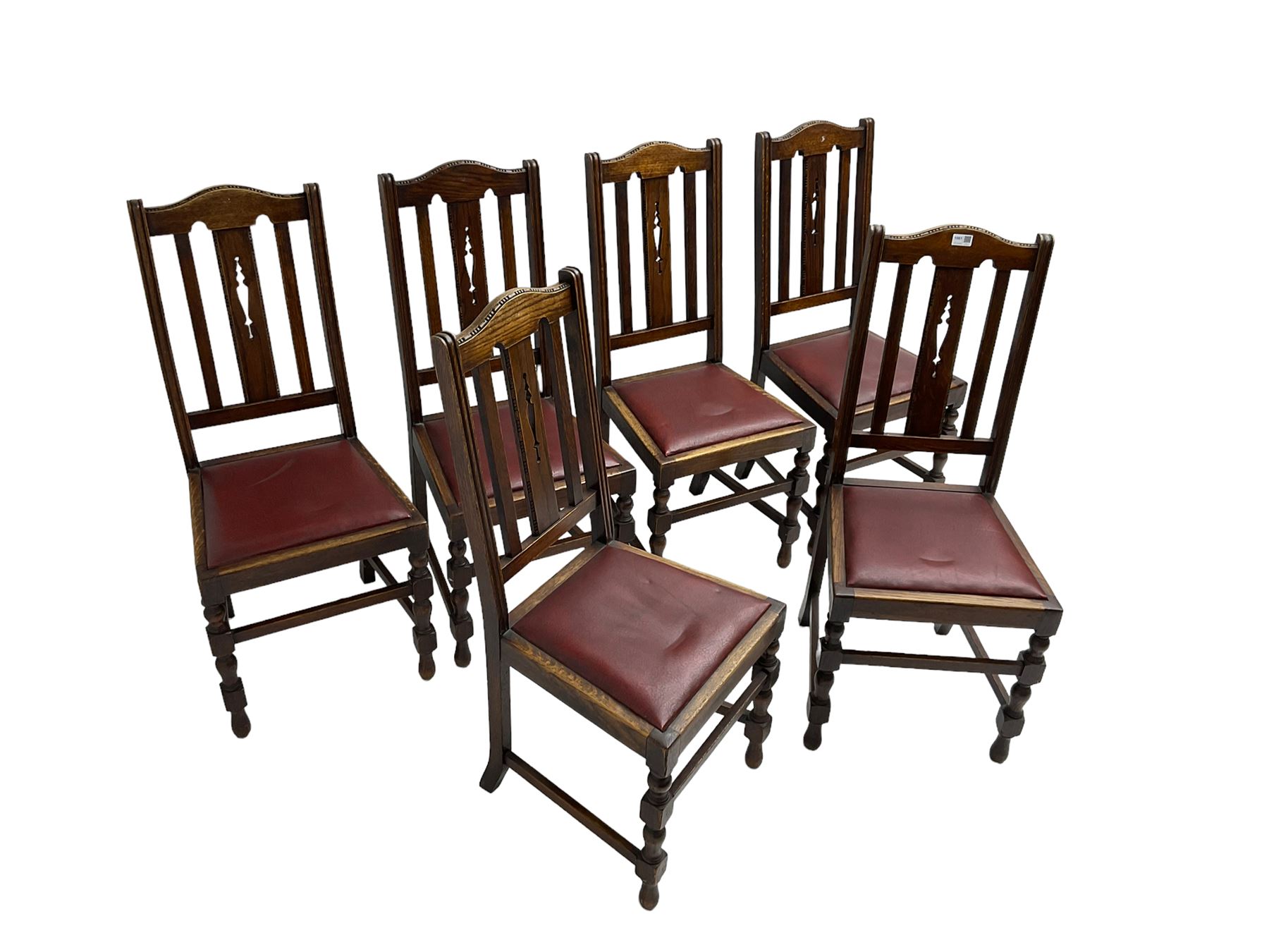 Set six early 20th century oak dining chairs - Image 6 of 6