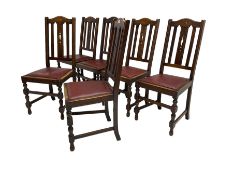 Set six early 20th century oak dining chairs