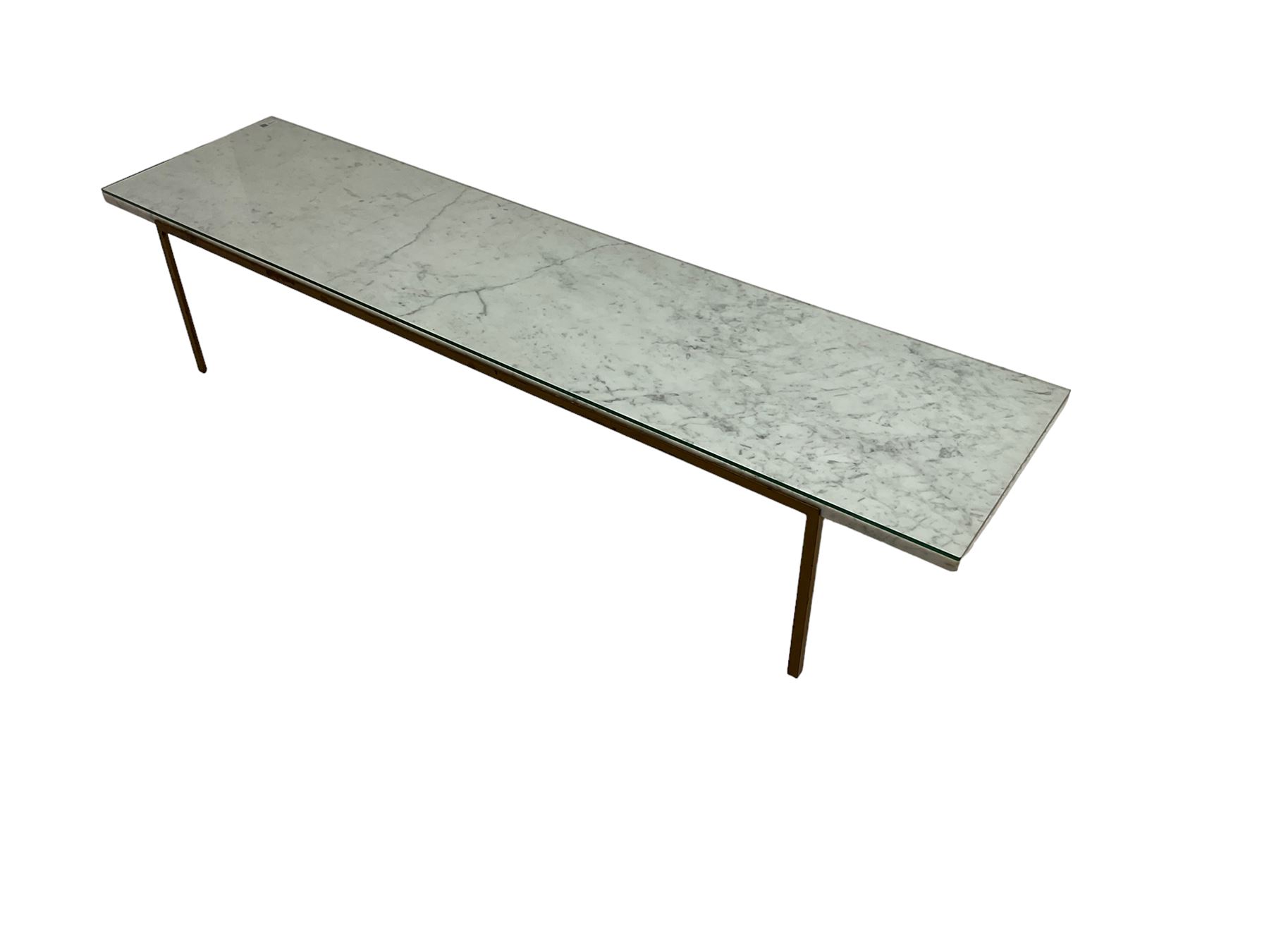 Long narrow rectangular marble top coffee table - Image 3 of 6