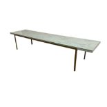 Long narrow rectangular marble top coffee table