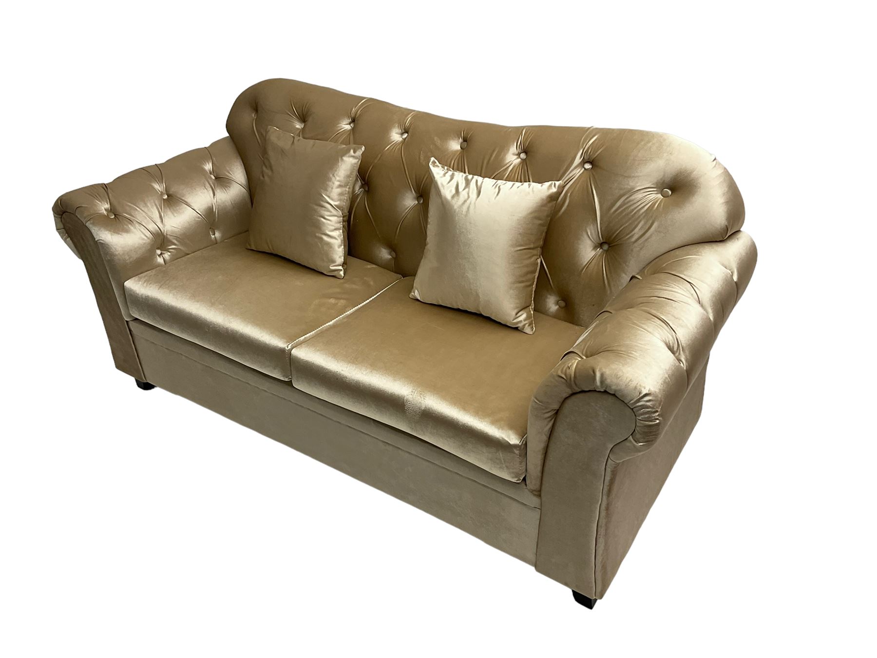 Chesterfield shaped two seat sofa - Image 4 of 6