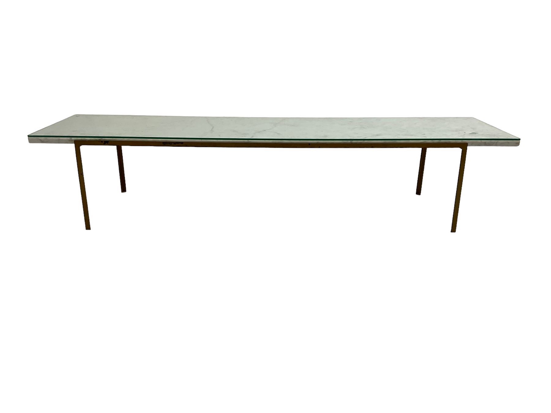 Long narrow rectangular marble top coffee table - Image 4 of 6