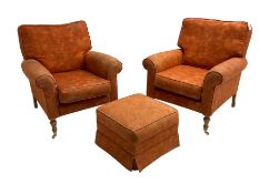 Pair traditional shape armchairs