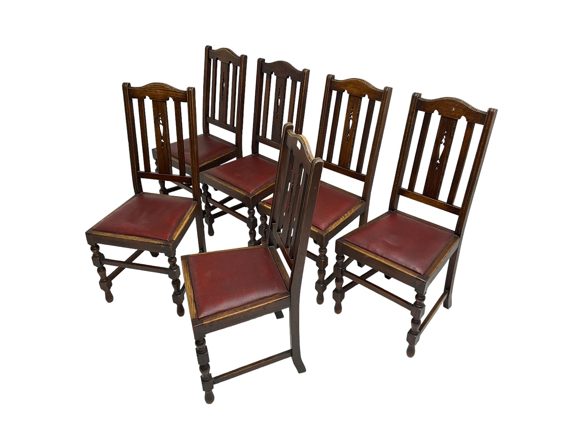 Set six early 20th century oak dining chairs - Image 5 of 6