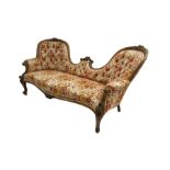 Victorian walnut double ended settee