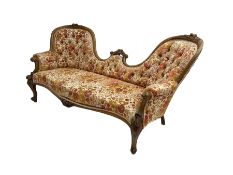 Victorian walnut double ended settee