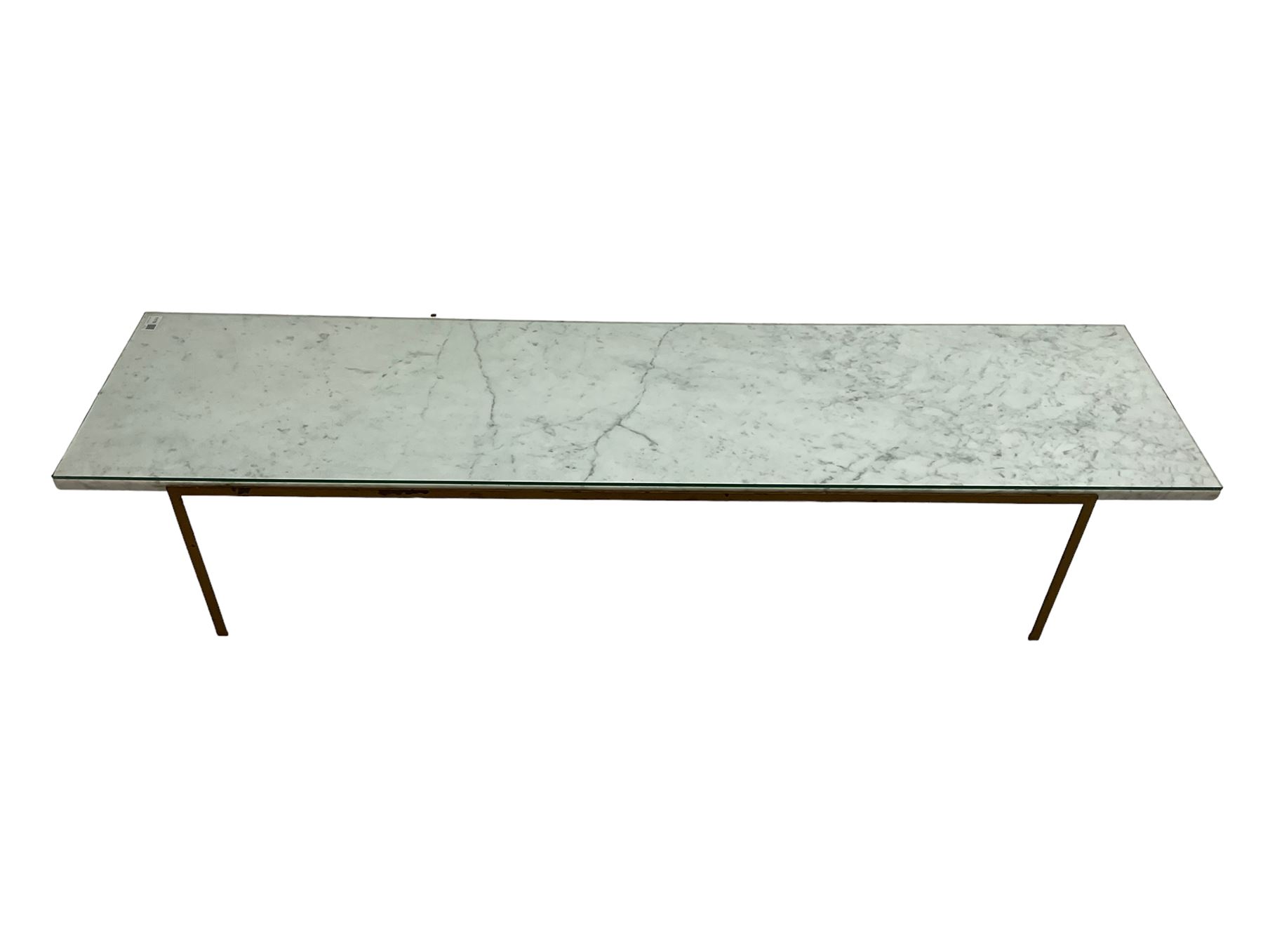 Long narrow rectangular marble top coffee table - Image 5 of 6