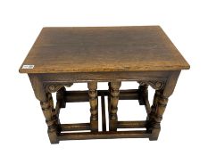 Traditional oak nest of three tables