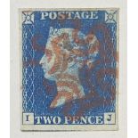 Great Britain Queen Victoria 1840 two pence blue stamp