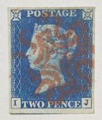 Great Britain Queen Victoria 1840 two pence blue stamp