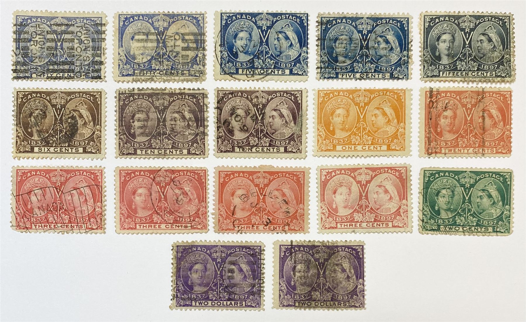 Canada Queen Victoria 1897 seventeen stamps