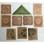 Newfoundland St Johns 1857-64 ten imperf stamps
