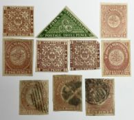 Newfoundland St Johns 1857-64 ten imperf stamps