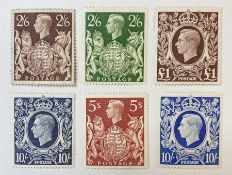 Great Britain King George VI 1939-48 set of six stamps