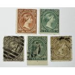 Falkland Islands Queen Victoria 1878 one penny and six pence stamps