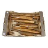 Nine plumbers boxwood bossing and dressing sticks and 4 other tools G