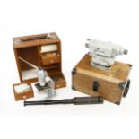 A theodolite by ZEISS and a microscope by C & D in orig boxes G