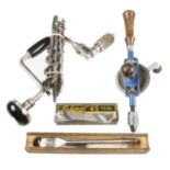 A ratchet brace, hand drill and various bits G