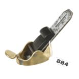A violin maker's round sole brass plane 3" x 1 1/2" with added front grip and ebony wedge G++