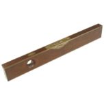 A Patented 24" brass framed mahogany level and plumb by STRATTON BROTHERS G+