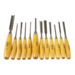 A set of 12 carving tools by MARPLES with boxwood handles G+