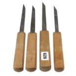 A set of 4 narrow mortice chisels 3/16" to 3/8" by SPEAR & JACKSON G++