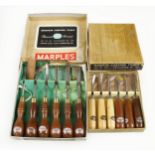 Two sets of MARPLES Nos 152 and 153 carving tools in orig poor boxes with slip stones G++