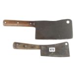 Two butcher's cleavers with 6" and 8" edges G