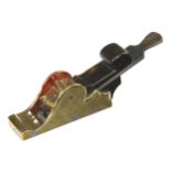 A recent small brass chariot plane with d/t steel sole 3" x 1" by SMEATON Bristol with RS mark,