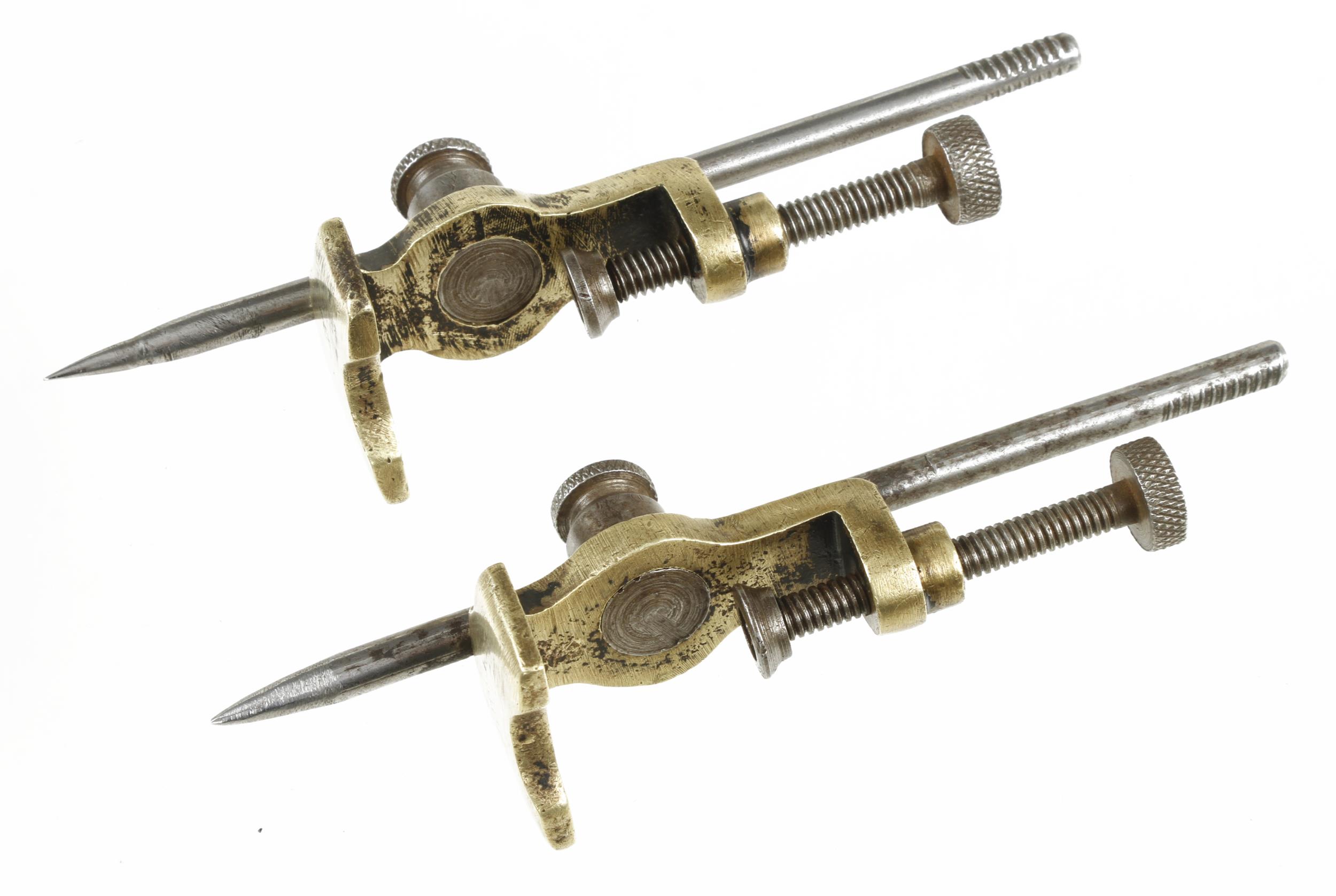 A pair of brass trammels with adjustable steel points G - Image 3 of 3