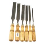 A set of 6 paring gouges by MARPLES with boxwood handles G+