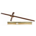 A boxwood & brass rolling rule by SCHLESINGER and a mahogany panel gauge G+