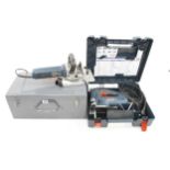 A BOSCH GFF22A biscuit jointer and a GST150BCE jig saw both 240v in orig cases Pat tested