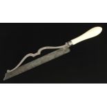 A plated surgeon's saw with fancy frame and ivory handle 14" o/a G+