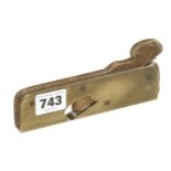 A small brass rebate plane 6" x 1/2" iron worn G+