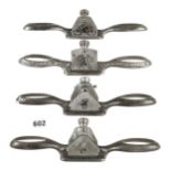 Four adjustable 10" spokeshaves by PRESTON Nos 1390 and 1391 G