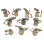 Ten brass blow lamps G