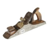 A 14" iron panel plane with stepped toe and brass lever G+