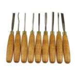 A set of 9 carving tools by HENRY TAYLOR G++