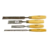 Four bevel edge chisels by MARPLES G+