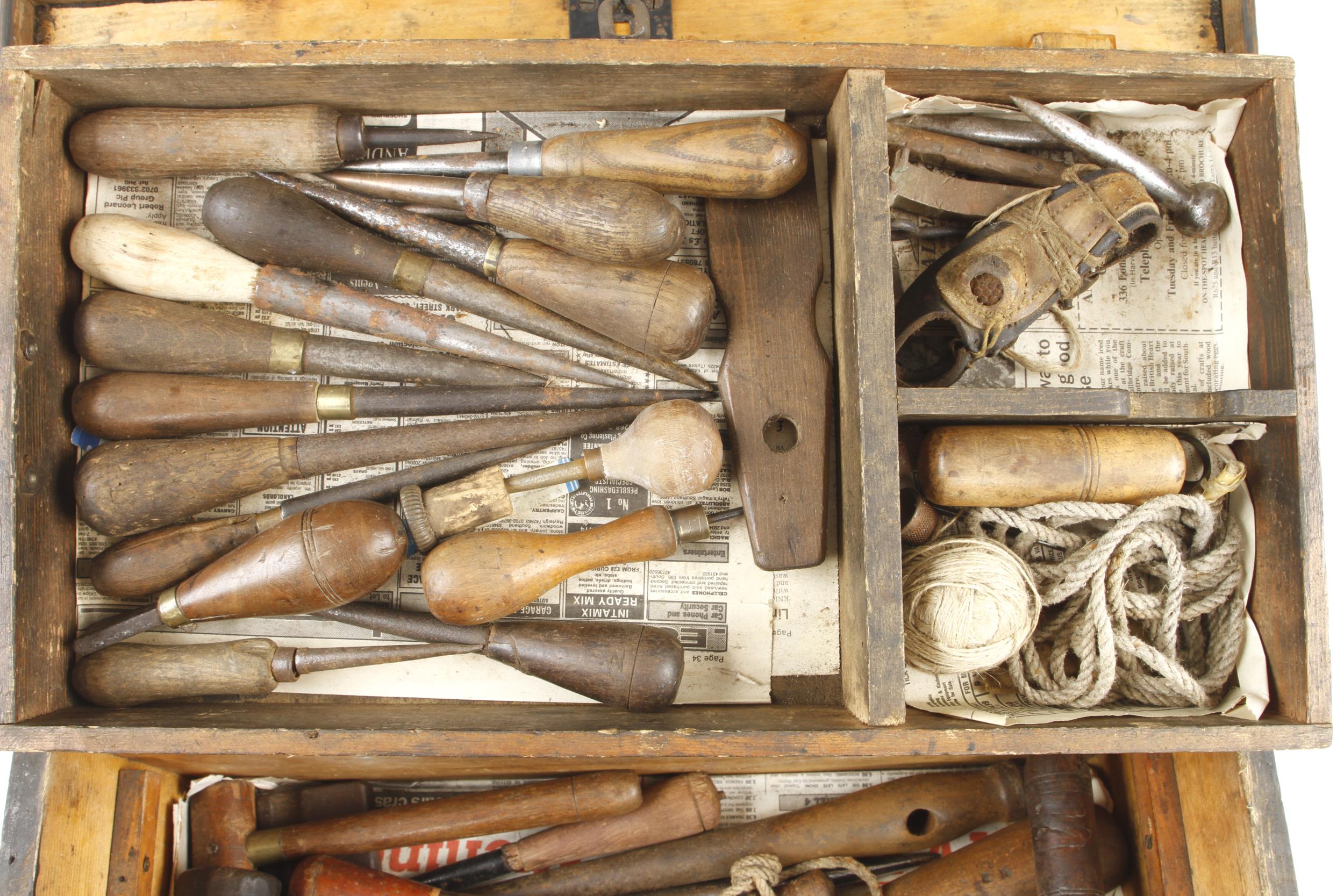 A kit of sailmaker's tools in a pine tool box G - Image 4 of 5