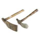 Two unusual hand adze with hammer pole G