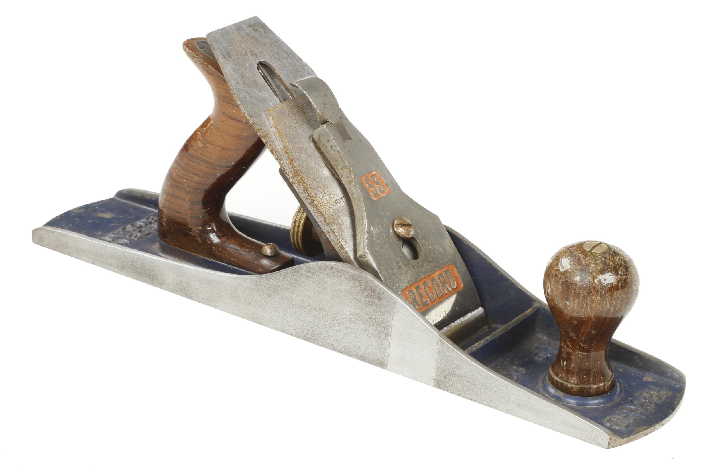 A RECORD No 05 1/2 SS fore plane with corrugated sole and orig trade label to handle G+ - Image 2 of 3