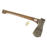 An unusual small felling axe by WAKERLEY with overlaid 4" edge G+
