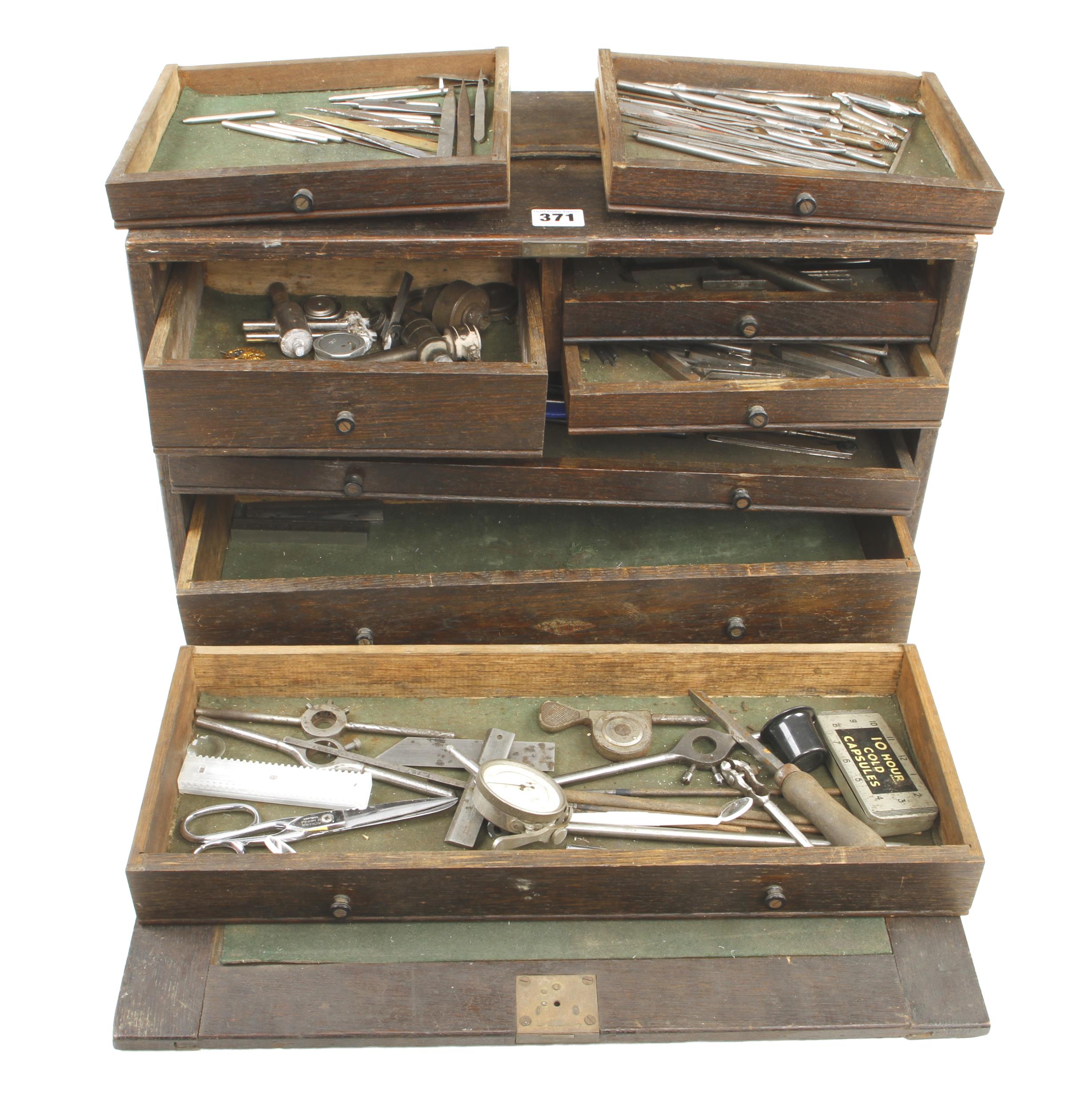 An engineer's 8 drawer tool chest by NESLEIN with a few tools, runners require attention G-